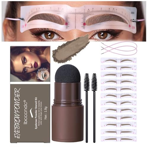 Set di stencil per sopracciglia, con 12 stencil per sopracciglia, 2 corde elastiche e 2 pennelli per sopracciglia, kit di timbri per sopracciglia, a lunga durata (#1 biondo)