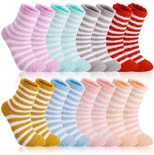 dusaniyali 8 Paar Kuschelsocken Damen 35-39, Haussocken Fluffy Flauschige Socken Bettsocken Plüschsocken Therm Schlafsocken Warme Winter Socken für Damen Frauen