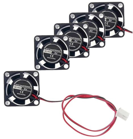 JZK 5pcs 25mm 2 broches 5V mini ventilateur de refroidissement silencieux avec fils, 2510, 25x10mm, ventilateur miniature sans balais DC roulement hydraulique pour carte de développement et projet DIY