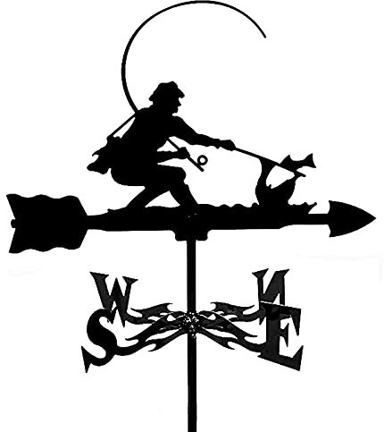 Girouette Métal Girouette Figurine Girouette, Indicateur de Direction Du Vent, Style Girouette Farm Scene Home Extérieur Jardin Artisanat Ornements/Le Pêcheur