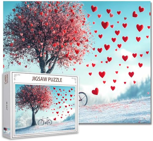 Tucocoo Puzzle fantastique en forme de cœur d'arbre de 1 000 pièces pour adultes, thème de la Saint-Valentin, art paysager, jeux d'activités familiales, loisirs créatifs, puzzle pour décoration