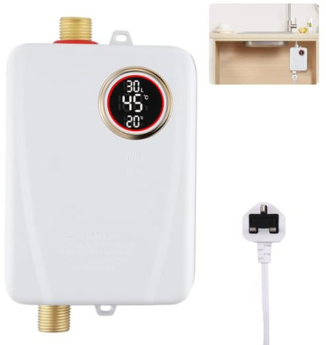 Instant Hot Water Heater Under Sink,3500W Mini Electric Tankless Hot Water Heater for Shower with LCD Display,Tankless Heating Element Water Heater with Energy Efficient Supply System