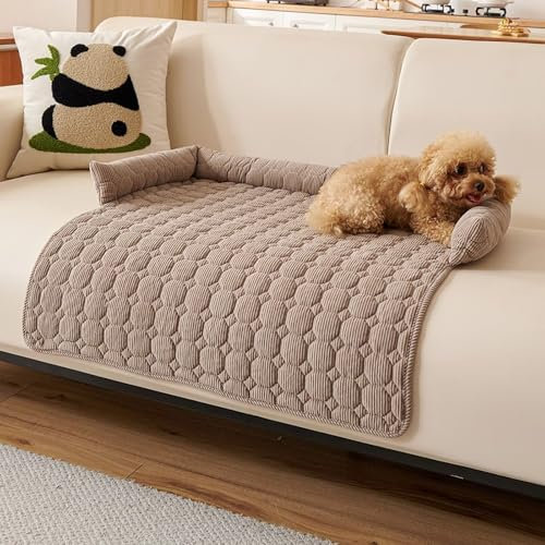 Gluhbirnen Hundedecke Sofa, Hundebett für Couch, Katzendecke, Hunde Decke, Hundekissen Waschbar, Liegedecke für Hunde und Katzen, Schützt Sofas und Betten, 75 * 75CM, Braun