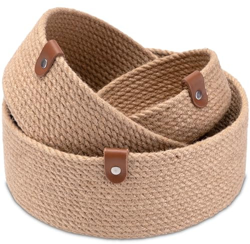 Decorasian Organizer Körbchen aus Jute – 3er Set Aufbewahrungskörbchen – Aufbewahrungskorb für Badezimmer und Wickeltisch - Wickelkommode - rund