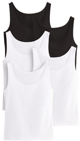 THE SET - Débardeurs Femme à Col Rond – Noir et Blanc (Lot de 5) Blanc/noir XS