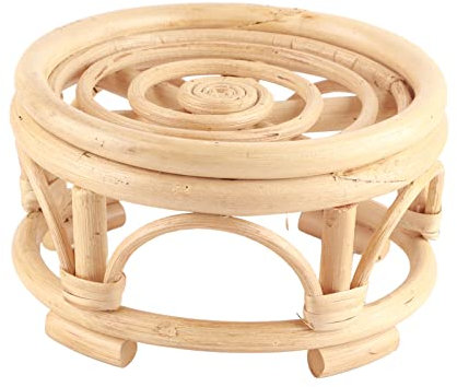 Beufee Supporto per piante in rattan, supporto per alzata rotondo in vimini intrecciato supporto per vasi da fiori supporto per piante supporto per piante corto supporto per piante da (Rattan)