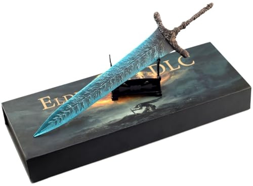 Game Elden Ring Dark Moon Greatsword Models 30 cm Mittelalterliche Fantasy Claymore Schwert Handbemalte Skulptur Sammelfigur für Gaming-Display, Krieger-Schreibtisch-Dekoration & dunkles Geschenk