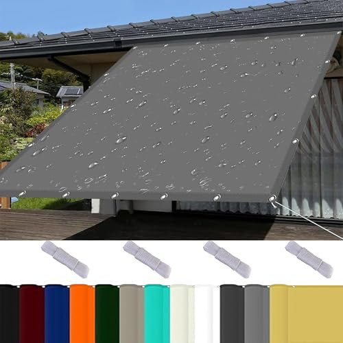 Vela Ombreggiante Quadrata 2 x 5 m Impermeabile Tenda a Vela Parasole con Occhielli Protezione Raggi UV HDPE Telo Ombreggiante per Cortile Tetto Patio, Grigio Chiaro