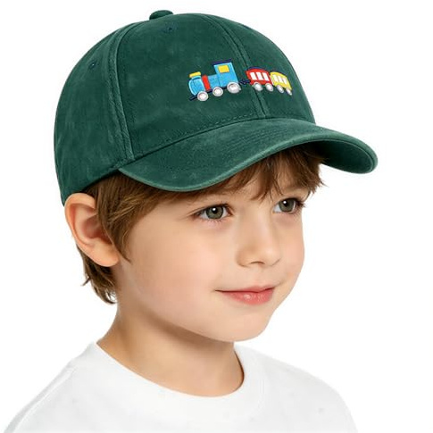 NICEYEA Kinder Gewaschene Baseballmütze Zug Stickerei, Weiche Atmungsaktive Baumwolle für Jungen Mädchen 4-10 Jahre, 52CM für Outdoor Spiel Schule Alltag