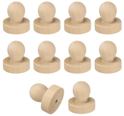 PATIKIL 38mm Stempel Holz Runder Griff, 10 Stück Holzgriffe Stempelhalter Schubladenknöpfe Für Stempelherstellung DIY Basteln Scrapbooking, Braun