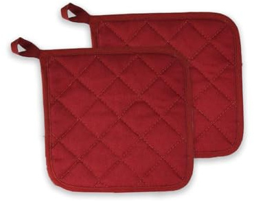 Topflappen Baumwolle, 2er 18x18 cm Hitzebeständige Wattierung | Reine Baumwolle 18x18 cm, Hitzebeständige Silberbeschichtung, Waschbar für Töpfe und Backformen, Topflappen 2er Quadratisch