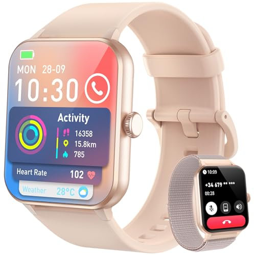 Blackview Reloj Inteligente Mujer con Llamadas Bluetooth, Pulsómetro/Oxímetro/Sueño/Podómetro, 1.85 Smartwatch con Whatsapp Mensajes, 100 Modos Deportivos, Pulsera Actividad para Android iOS