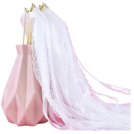 QuxetlRyz Bacchette per Nastri da Ginnastica 20 Pezzi Bacchette di Nastro Bianco Bastoncini di Fata piroettanti di Pizzo filanti for Feste applausi Prop Forniture for la Decorazione di Nozze