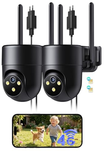 NUASI 24/7 Aufzeichnung 4G LTE Überwachungskamera Aussen mit SIM Karte, Outdoor Kamera Überwachung Ohne WLAN mit AI Personenerkennung, 2K Farb-Nachtsicht, 2-Wege-Audio, IP66 Schwarz-2