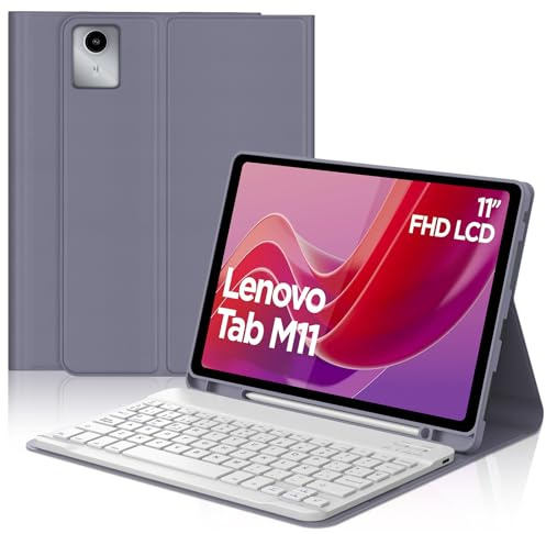 Occtingkind Funda con Teclado para Lenovo Tab M11 11 Pulgadas 2024, Morado | Teclado Bluetooth Inalámbrico Desmontable con Funda Delgada y Ranura para Bolígrafo para Tablet Lenovo M11 TB330FU/ TB330XU