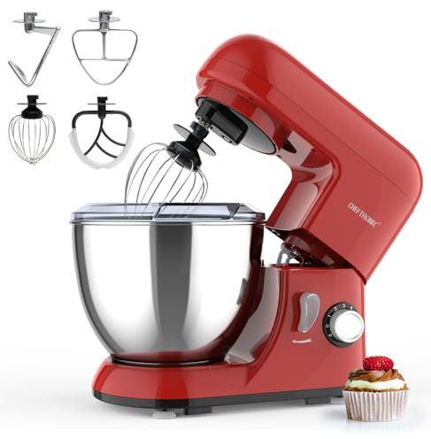 TDSYOCG Robot pâtissier Multifonction, Batteur Professionnel Robot Pétrin,6 Vitesses, 4.5L Bol avec Crochet À Pâte, Fouet Et Batteur K pour La Cuisson de Cuisine,De Froment, Salade, Gâteau