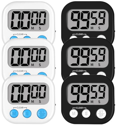 Lasubst Digital Kitchen Timers, Classroom Timers for Kids Teachers, 3WH 3BK