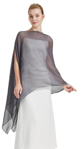 BEAUTELICATE Damen Sheer Stola Elegant Crepe Schal Wrap Poncho Cape Leicht Shrug Tuch für Braut Abendkleid Hochzeit Brautkleid