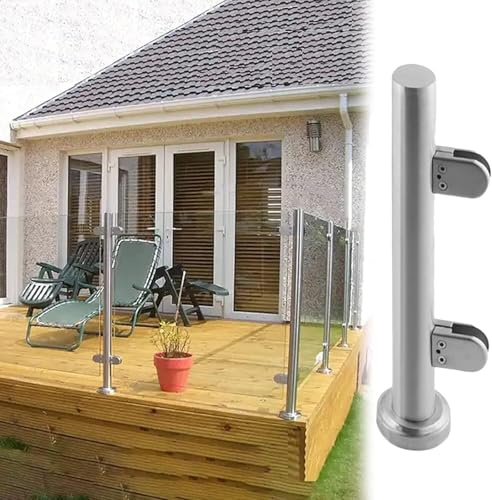 Garde-corps en verre rond en acier inoxydable pour balcon, terrasse, escaliers et terrasses – Système de balustrade de poteau terminal de 95 cm