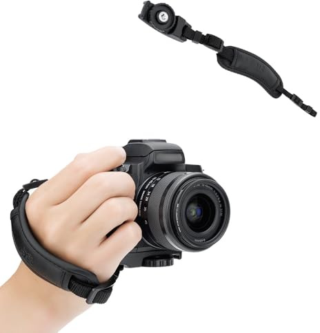 JJC Light Weight Camera Hand Strap with Ribbon Width 6.7mm for R50V R100 | For Mirrorless cameras with compact slotted lugs approx. 7.9mm Width, Microfiber PU leather outer layer & soft flocked inner