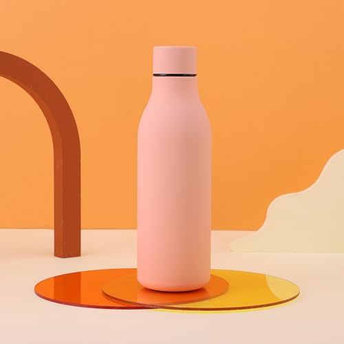 Botella de agua deportiva con forma de bolos, termo de acero inoxidable 304, botella de agua portátil de gran capacidad (rosa)