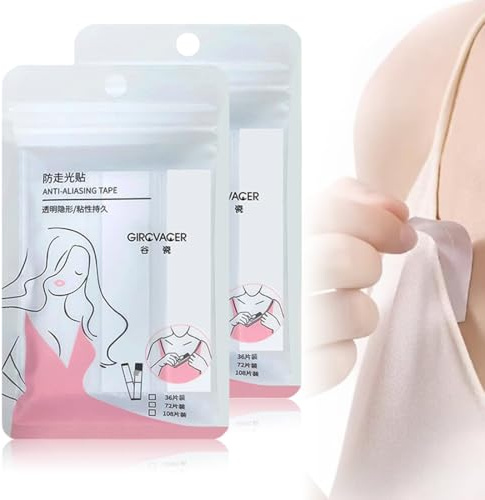 ZENQARI 216 Corps Transparents Invisibles Anti-Décolleté, 2 Paquets de Ruban Adhésif pour Vêtements Tenue Persistante, pour Robe de Mariée, Tenue de Bureau, Spectacle et Tenue Décolletée (85x12mm)