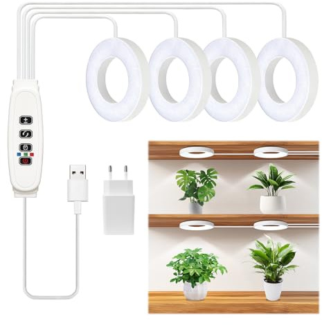Lampe de Croissance LED à Spectre Complet avec Minuterie Automatique 3/9/12H, 10 Niveaux de Luminosité + 3 Modes Lumière, Lampes de Croissance Horticoles pour Plantes d'Intérieur