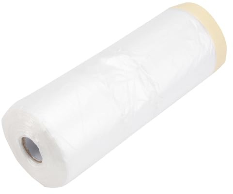 Genérico Película Protectora para Pintura Aerosol Cinta de Enmascarar Blanca y Caqui Rollo de 1100 MM X 30 M Resistente al Sol y Elástica para Protección Renovaciones y Pintura de