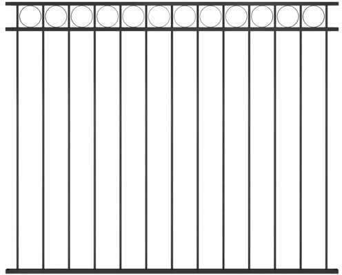 Frise pour cour - Clôture artificielle en acier - 1,7 x 1,5 m - Noir - Pour jardin, terrasse, balcon