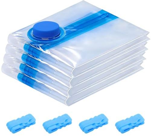 4 Pcs Space Saver Bags Vacuum Storage Bags Small Compression Zipper Storage Bags Vacuum Pack Bags for Clothes, Vacuum Bags for Clothes Travel Home, with Airtight Valve, 50 x 30 cm