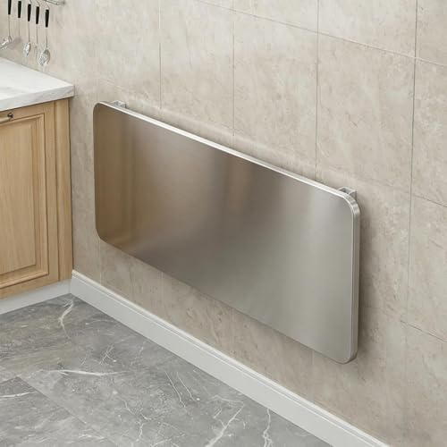 Drsyffsup Multifunctional Folding Floating Wall Desk, Wall Mounted Foldable Bar Table, Fold Down Shelf, for Small Space Kitchen & Dining Room Computer Desk - Stainless Steel(L80xW35cm/L31xW14in)