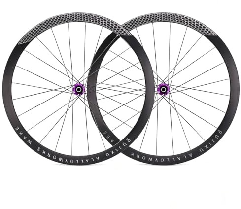 700c Center-lock-skivbromsar Hjulset Aluminiumlegering Cykelhjul Road Bike Hjul Höjd 30/40/50mm Nav 100mm Framhjul/142mm Bakhjul Genomgående Axel for 7-12-delade Cyklar(Purple,30mm)