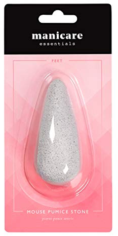 Manicare Maus-Bimsstein gegen trockene Haut, Hühneraugen, Schwielen und rissige Fersen, entfernt harte, abgestorbene Haut, Pediküre-Stein, natürlicher Bims, glättet Haut an Ellbogen und Knien