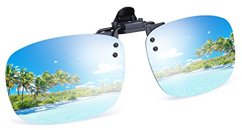 Besgoods Cool Silver Mirror Polarized Clip-on Flip up Sunglasses Plastic Lenses Glasses Outdoor Driving Fishing Sport