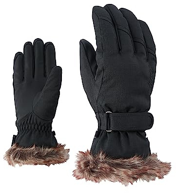 Ziener Damen KIM lady glove Ski-handschuhe / Wintersport |warm, atmungsaktiv, schwarz (black-stru), 7.5