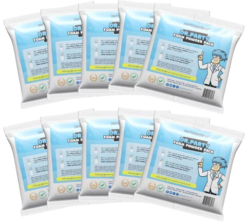 Foam Party Machine Solution - Powder Pack of 10 for Several Hundred Gallons of Foam Solution - Most Trusted Available - Great for Bubble Party Cannons