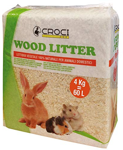 Croci Wood Litter - Pflanzliche Streu für Nagetiere auf Basis von Tannenspänen, 15 lt - 1 kg Format, natürlich und kompostierbar ohne chemische Produkte, super saugfähig, geruchshemmend