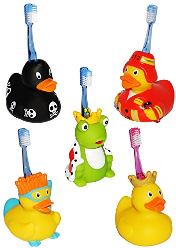 alles-meine.de GmbH Zahnbürstenhalter - Froschkönig - für die Zahnbürste - Frosch zum Zähneputzen - Badezimmer Bad - Halter zum Stellen/Halterung - auch als Badewannenspiel..