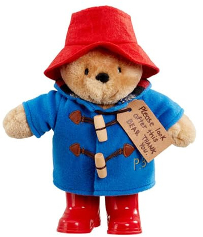 Rainbow Designs Classic Paddington Bear with Boots - 25cm Standing Plush Character - Soft & Cuddly Paddington Teddy Bear with Iconic Duffle Coat, Bush Hat & Shiny Red