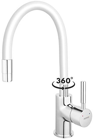 Küchenarmatur Weiss Spültisch Armatur flexibel Wasserhahn 360° schwenkbar Einhebelmischer Küche