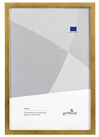 goldbuch Bilderrahmen Skandi 20x30 cm, Einzelrahmen aus Echt Holz, Portraitrahmen zum Stellen, Holzrahmen mit Wandhalterung, Foto Rahmen, Frame Gold
