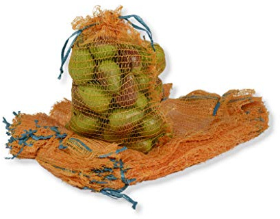 AGRI plus Lot de 100 sacs à pommes de terre jaune doré avec cordon de serrage I 37 x 59 cm I Différentes tailles I Sacs Raschel à grosses mailles avec volume de 10 kg I Sacs de rangement pour fruits