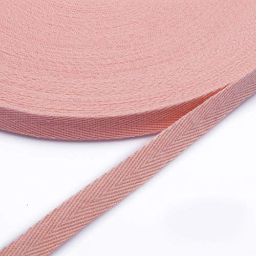 Egurs Baumwolle Köperband Schrägband 45 Meter/Rolle 55 Garn Hochwertiges Gekämmtes Baumwollband Fischgrätenmuster Nahtband Bunting Bias Binding Gurtband Rosa 1.0cm