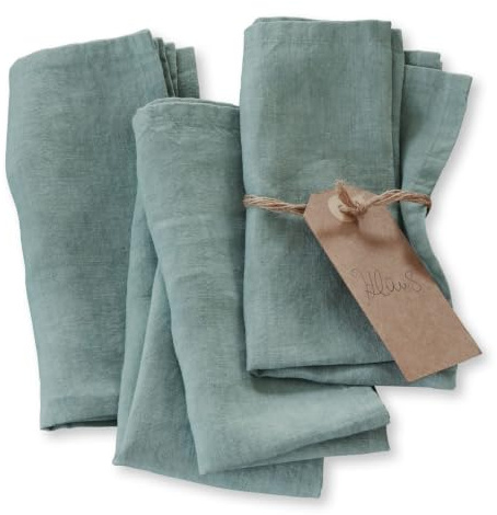 LOBERON Serviette 4er Set Ghis, grün | schlicht & zeitlos, natürlicher Charme, Küchentextilien, Tischwäsche, Tischdeko, Leinen