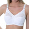 Gemm Ladies White Non Wired Lace Trim Plus Size Bra with Large Cup Sizes Full Firm Support (38 G, White)