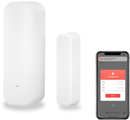 Sensor de puerta WiFi, sensor de ventana de puerta inteligente Tuya, sensor de ventana inalámbrico en tiempo real compatible con Alexa Google, sensor de contacto abierto de puerta (paquete de 1)