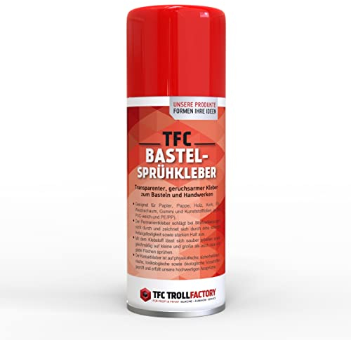 Troll Factory Colle en spray pour bricolage et artisanat, universelle, application propre sur surfaces polyvalentes.