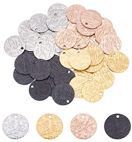 UNICRAFTALE Flache Runde Anhänger Strukturiert Runde Charms Kleines Loch Schmuck Anhänger Metall Charms Für DIY Schmuck Halsketten Herstellung