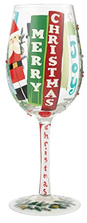 Enesco Lolita Joyful Greetings Copa de vino, 8.84 pulgadas, multicolor, 15 onzas