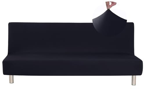 Jaotto Sofabezug Ohne Armlehne 2/3 Sitzer, Sofa Überwürfe Armlose Sofabettüberzug Jacqaurd Stretch Wasserdicht Waschbar, Sofaüberwurf Sofahusse für Clic Clac Klappcouch ohne Armlehnen,Schwarz